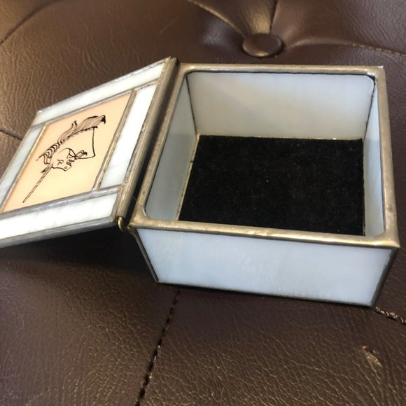 Stained Glass Unicorn 3 1/4" Square Trinket Box Hobby Project - Picture 5 of 7